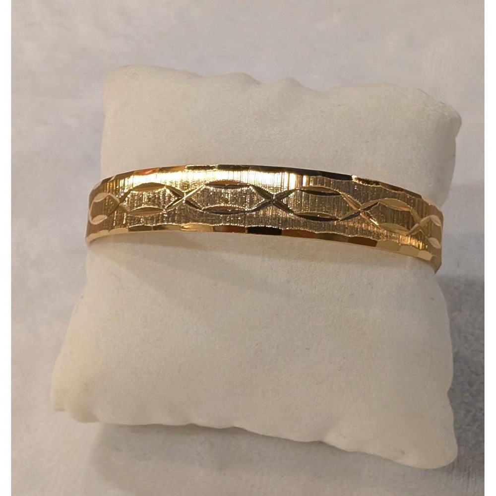 Monet Vintage Gold Tone Textured Diamond Pattern Bangle Bracelet Slip On